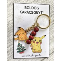 Karácsonyi-Pikachu-kulcstartó
