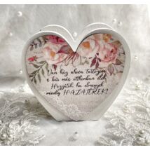 Szülő köszöntő táblácska szív kosárka - HAZATÉREK - rózsaszín