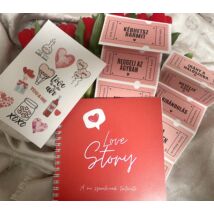Love Story szerelmes füzet- szerelem kuponok- matricák