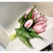 Csodálatos rózsaszín gumi tulipán csokor- 7 szál- Nyilt fejekkel és bimbókkal