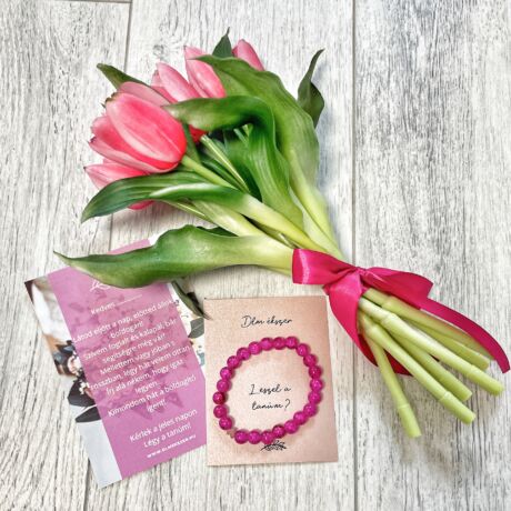 Tulipános tanú felkérő ajándék csomag - pink