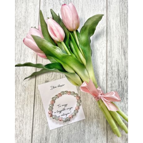 Tulipános ajándék csomag anyukáknak - rózsaszín tricolor