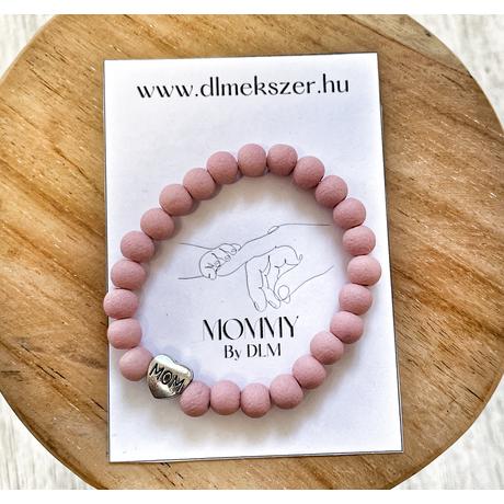 Matt rózsaszín karkötő Mom medállal - Mommy by DLM kollekció