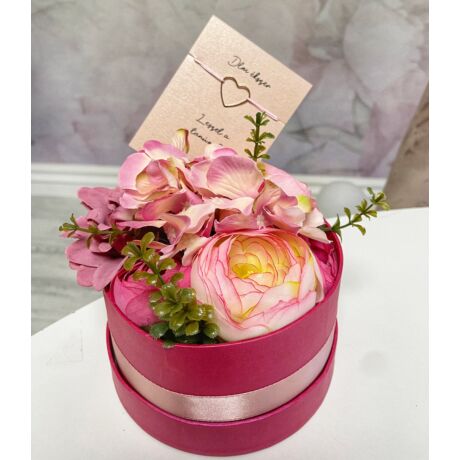 Tanú felkérő virágbox- pink- love gold karkötővel